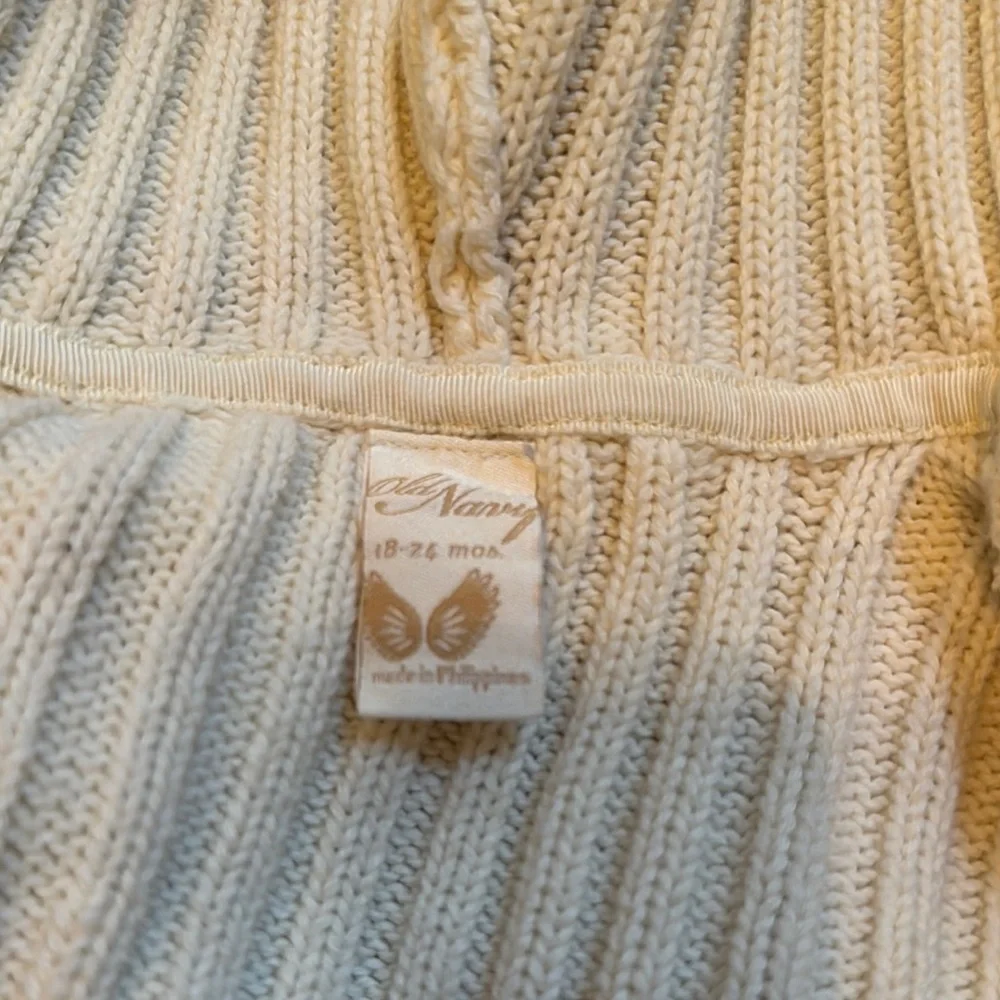 Cream Knit Hoodie with Floral Shirt and Denim Dress Set 18-24 months